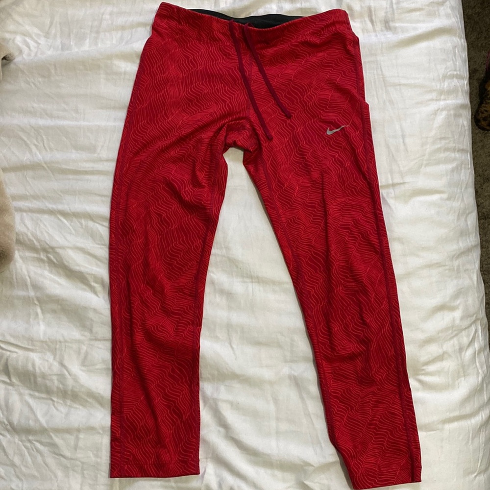 Red abstract nike leggings